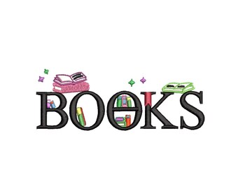 Books Machine Embroidery Design, Word Art Embroidery