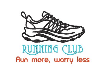 Running Club Run More Worry Less Machine Embroidery Design, marathon embroidery, 5K, 10K