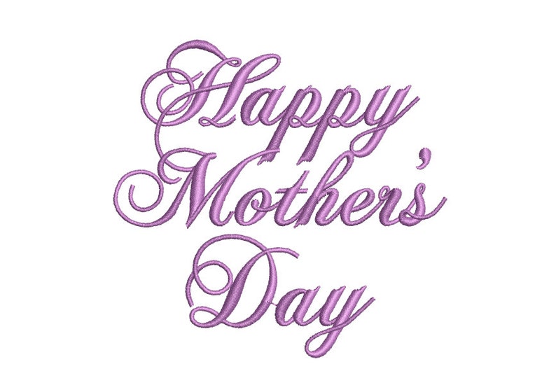 May include: Purple cursive text that reads "Happy Mother's Day".