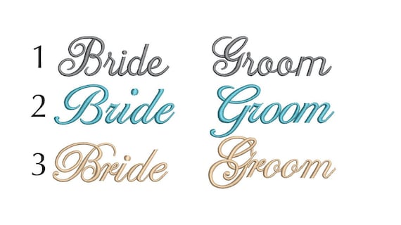 Bride and Groom Machine Embroidery Designs, 3 Fonts, wedding embroidery, wedding design, bride embroidery design, wedding pattern