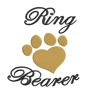 Dog Heart Paw Ring Bearer Machine Embroidery Designs, 3 Sizes, Dog wedding embroidery, Dog Ring Bearer embroidery design, Dog of Honor