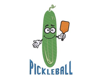 Desenho divertido de pickleball para bordar à máquina, desenho de bordado de pickleball, bastidor 4x4, bordado de toalha de pickleball