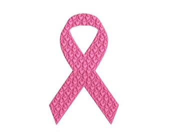 Puede incluir: Una cinta rosa con un patrón de corazones. La cinta es un símbolo de concienciación sobre el cáncer de mama.