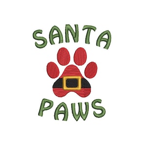 Santa Paws Dog Machine Embroidery Design, 2 Sizes, Dog Bandana Embroidery, Dog Christmas Embroidery Design