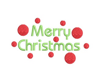 Merry Christmas Polka Dot Christmas Machine Embroidery Design - Christmas embroidery design - christmas embroidery