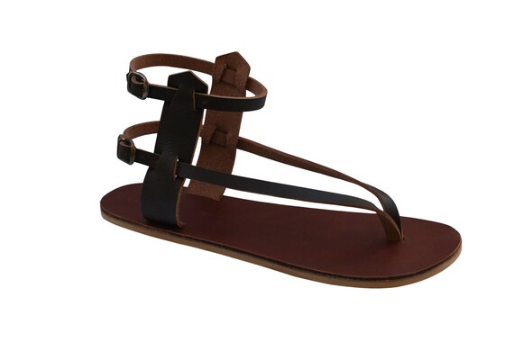 Brown Jojo Leather Sandals for Women & Men Handmade Leather | Etsy