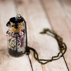 Glass Protection Spell Jar Necklace Charm - Witchcraft - Real Herbs, Crystals, Salts - Protection from Evil, Curses