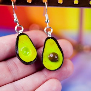Tiny Kawaii Avocado Slice Earrings - Polymer Clay - Lightweight - durable - Nickel-Free