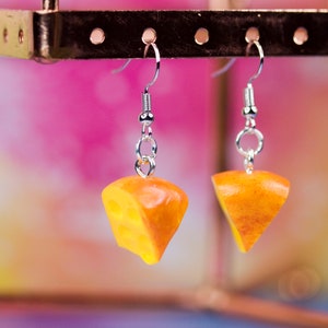 Tiny Kawaii Smoked Cheese Slice Earrings - Lightweight - Durable - Polymer Clay - Nickel-Free