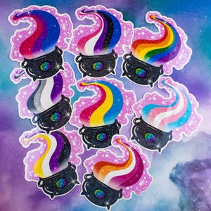 LGBTQ+ Witchy Cauldrons Vinyl Gloss Sparkles Sticker Set #1