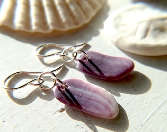 Wampum Earrings || Sterling Silver || Seashell Earrings || Beach Jewelry || Sea Shells