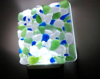 Caribbean || Sea Glass Night Light || LED Night Light || Genuine Sea Glass