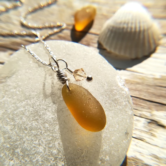 Etsy sea 2024 glass necklace