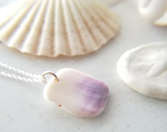 Shell Necklace || Sea Shell Jewelry || Sterling Silver Chain || Wampum Necklace