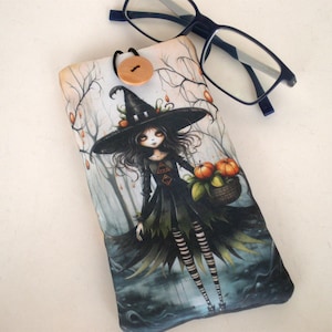 Glasses case, Witch sunglasses sleeve, Halloween glasses sleeve, Soft eyeglasses case, Case for sunglasses, glasses sleeve