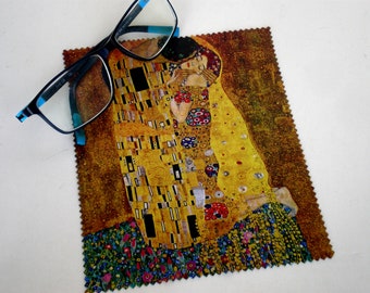Brillenputztuch, Gustav Klimt, Der Kuss, Brillenputzen, Mikrofaserreinigung, Bildschirmreiniger, Klimt-Reinigungstuch