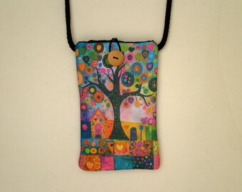 Small bag for mobile phone, Double-sided print of a colorful tree