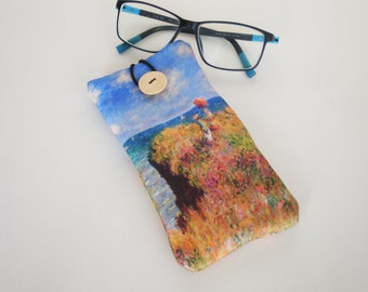 Brillenetui, Brillenetui, Claude Monet, Weiches Brillenetui, Etui für Sonnenbrille, Gestepptes Brillenetui