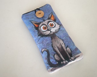 Cell phone case, Mobile sleeve, Cat cover, iPhone case, Galaxy sleeve, Cat cell phone case