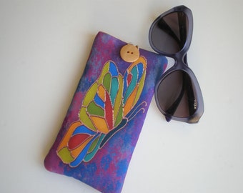 Glasses case, Sunglasses sleeve, Soft eyeglasses case, Case for sunglasses, Quilted eyeglass case, glasses sleeve, butterfly sleeve