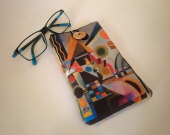 Glasses case, sunglasses case, eyeglasses case, Kandinsky, Soft eyeglass case, Case for sunglasses, Quilted eyeglass case,