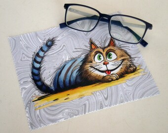 Glasses cleaning cloth, Cat glasses cleaning cloth, Microfiber cleaning, Yoga cat, Screen cleaner, Glasses cleaning