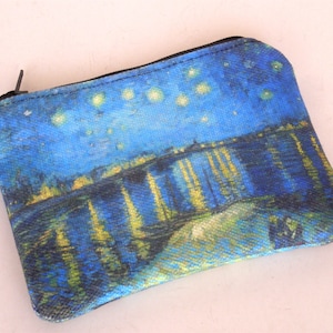 Porte-monnaie Van Gogh, Petite pochette zippée, Porte-monnaie, Porte-cartes, Idée cadeau, Vincent Van Gogh, Nuit étoilée