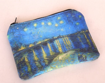 Monedero Van Gogh, Monedero pequeño con cremallera, Monedero, Tarjetero, Idea de regalo, Vincent Van Gogh, Noche estrellada
