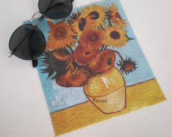 Panno per pulizia occhiali, Van Gogh, Pulizia occhiali, Girasoli, Pulizia microfibra, Pulitore schermo