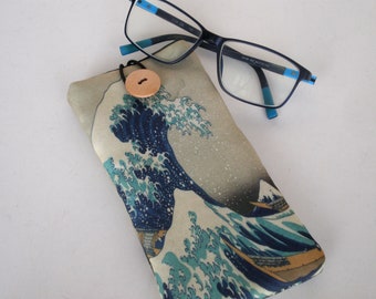 Estuche para gafas, Hokusai, La gran ola, Estuche para gafas de sol, estuche para anteojos, Estuche para anteojos suave