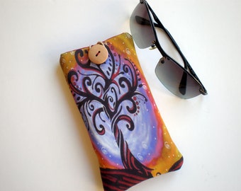 Sunglasses case, eyeglasses case, Soft eyeglass case, Case for sunglasses, Quilted eyeglass case, Tree of life