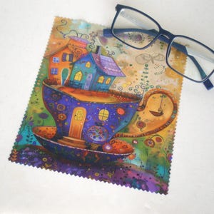 Glasses cleaning cloth, Teacup, Glasses cleaning, Whimsical Teacup House, Microfiber cleaning, Screen cleaner