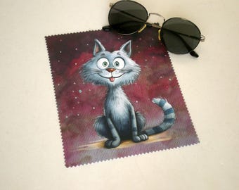 Glasses cleaning cloth, Cat glasses cleaning cloth, Microfiber cleaning, Yoga cat, Screen cleaner, Glasses cleaning