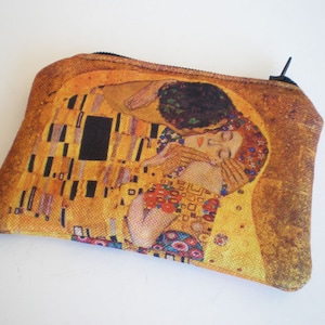 Monedero Klimt, Bolsa, Bolsa pequeña con cremallera, Cartera de tarjeta, Monedero El beso, Monedero de pintura, El Beso, Gustav Klimt