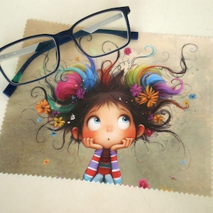 Glasses cleaning cloth, Quirky girl glasses cleaning cloth, Microfiber cleaning, Screen cleaner, Glasses cleaning,