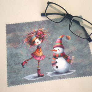 Glasses cleaning cloth, Christmas glasses cleaning cloth, Microfiber cleaning, Screen cleaner, Glasses cleaning, Snowman