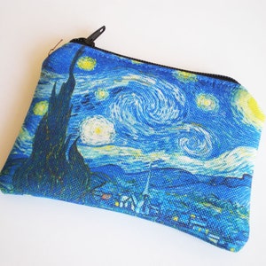 Porte monnaie, petite poche à glissière, porte-cartes, idée cadeau, art de Vincent Van Gogh, nuit étoilée