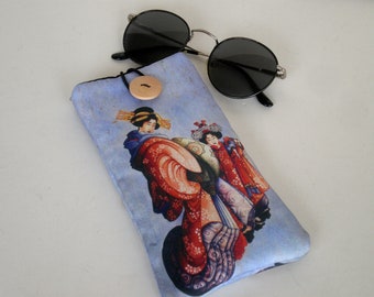 Glasses case, sunglasses case, eyeglasses case, Hokusai, Soft eyeglass case, Case for sunglasses, Quilted eyeglass case