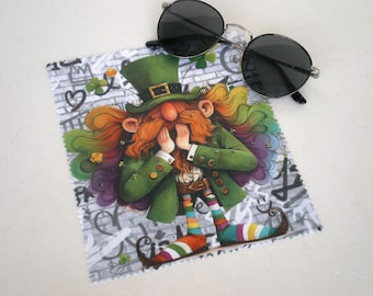 Glasses cleaning cloth, Leprechaun, Glasses cleaning, Microfiber cleaning, Screen cleaner, St. Patrick's Day