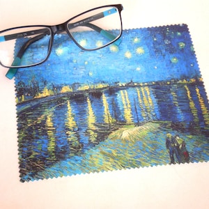 Paño para limpiar gafas, Van gogh, Limpieza de gafas, Limpieza de microfibra, Limpiador de pantallas, Noche estrellada sobre el ródano imagen 1