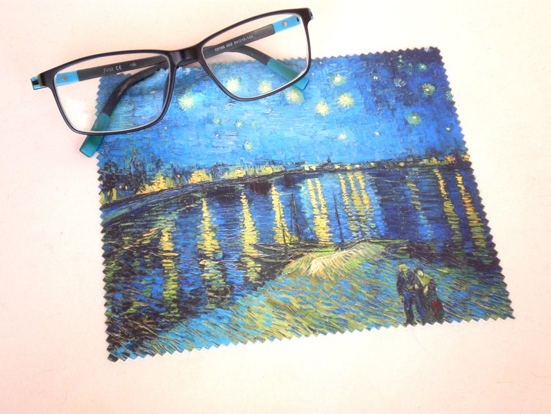 Paño para limpiar gafas, Van gogh, Limpieza de gafas, Limpieza de microfibra, Limpiador de pantallas, Noche estrellada sobre el ródano imagen 1