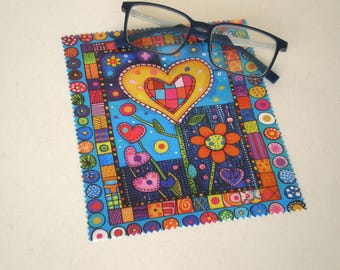 Glasses cleaning cloth, Flowers cleaning cloth, Hearts, Flowers, Glasses cleaning, Microfiber cleaning, Screen cleaner