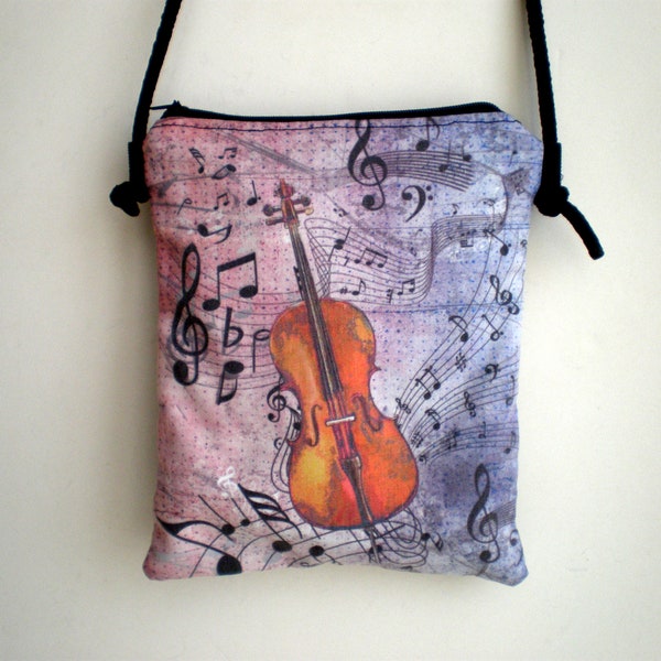 Crossbody bag, shoulder bag, Cello bag, Music crossbody bag, Little bag, Printed bag