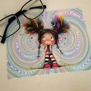 Glasses cleaning cloth, Quirky girl glasses cleaning cloth, Microfiber cleaning, Screen cleaner, Glasses cleaning,