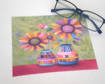 Glasses cleaning cloth, Sunflower, Glasses cleaning, Microfiber cleaning, Screen cleaner