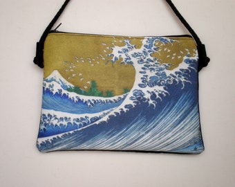 Umhängetasche, Große Welle Tasche, Hokusai Tasche, Schultertasche, kleine Tasche, japanische Kunst