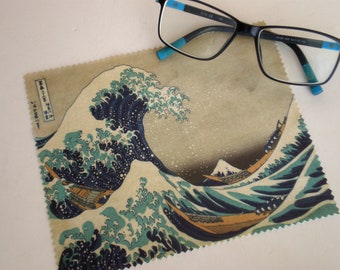 Glasses cleaning cloth, Katsushika Hokusai, The Great Wave off Kanagawa, Glasses cleaning, Microfiber cleaning