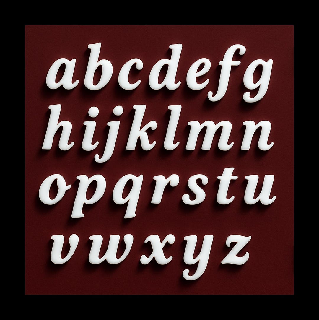 Lowercase Script Fonts COE 96 White Glass Letters: Lowercase Script Font, 1-6 Inch - Etsy