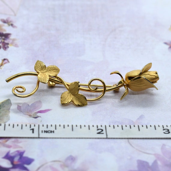 Delicate Golden Rose Vermeil Boyd Bond Ornate Bro… - image 5