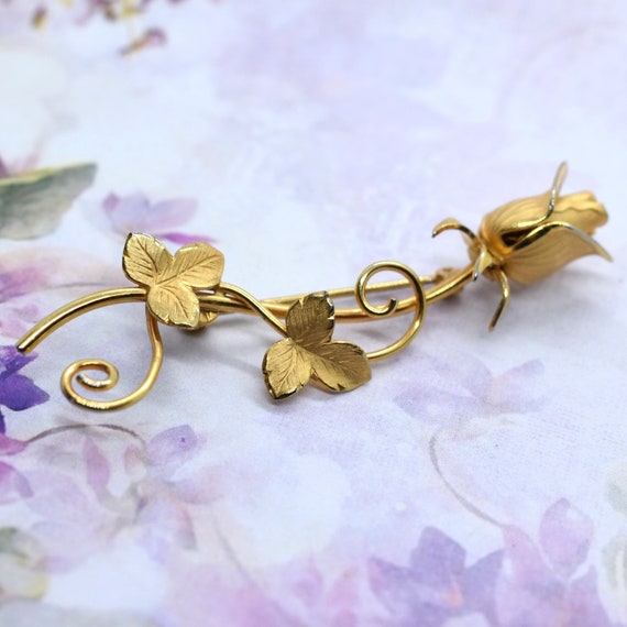 Delicate Golden Rose Vermeil Boyd Bond Ornate Bro… - image 2